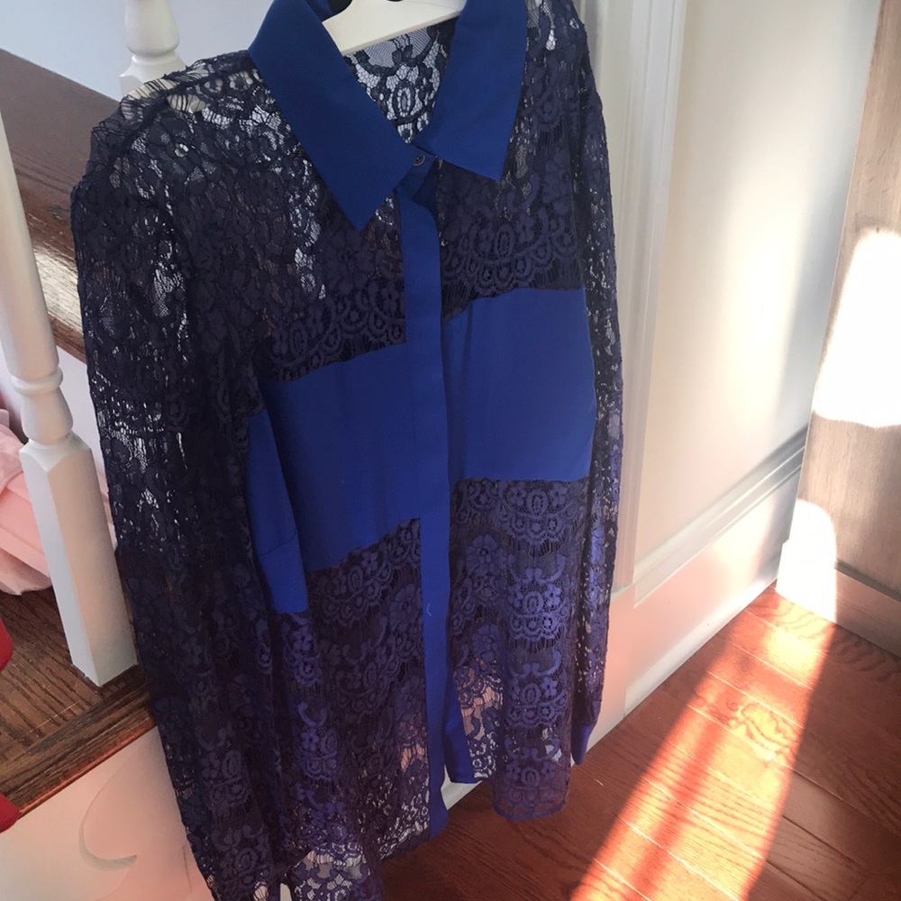 Blue lace blouse
